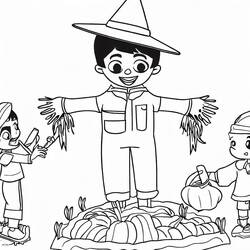 Dibujo para colorear: Espantapájaros (Personajes de Fantasía y Aventura) #187704 - Dibujos para Colorear e Imprimir Gratis