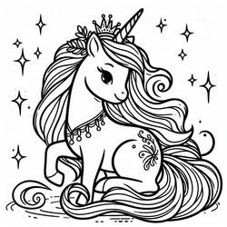 Dibujo para colorear: Princesa Unicornio (Personajes de Fantasía y Aventura) #212021 - Dibujos para Colorear e Imprimir Gratis