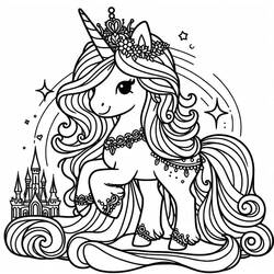 Dibujo para colorear: Princesa Unicornio (Personajes de Fantasía y Aventura) #212022 - Dibujos para Colorear e Imprimir Gratis
