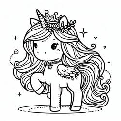 Dibujo para colorear: Princesa Unicornio (Personajes de Fantasía y Aventura) #212023 - Dibujos para Colorear e Imprimir Gratis