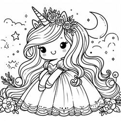 Dibujo para colorear: Princesa Unicornio (Personajes de Fantasía y Aventura) #212024 - Dibujos para Colorear e Imprimir Gratis