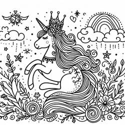 Dibujo para colorear: Princesa Unicornio (Personajes de Fantasía y Aventura) #212027 - Dibujos para Colorear e Imprimir Gratis