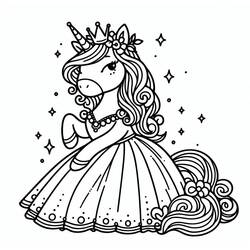 Dibujo para colorear: Princesa Unicornio (Personajes de Fantasía y Aventura) #212028 - Dibujos para Colorear e Imprimir Gratis