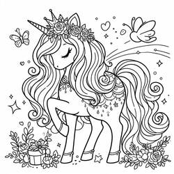 Dibujo para colorear: Princesa Unicornio (Personajes de Fantasía y Aventura) #212030 - Dibujos para Colorear e Imprimir Gratis