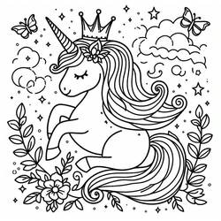 Dibujo para colorear: Princesa Unicornio (Personajes de Fantasía y Aventura) #212031 - Dibujos para Colorear e Imprimir Gratis