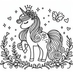 Dibujo para colorear: Princesa Unicornio (Personajes de Fantasía y Aventura) #212032 - Dibujos para Colorear e Imprimir Gratis