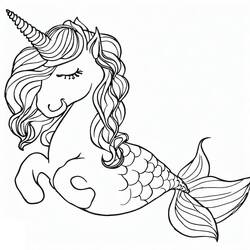 Dibujos para colorear: Unicornio Sirena - Dibujos para Colorear e Imprimir Gratis