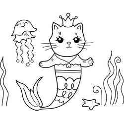 Dibujo Gato Sirena (Personajes) #212799 para imprimir y colorear