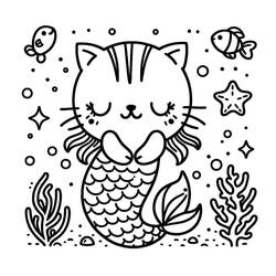 Dibujo Gato Sirena (Personajes) #212801 para imprimir y colorear