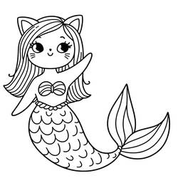 Dibujo Gato Sirena (Personajes) #212802 para imprimir y colorear