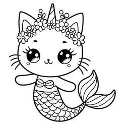 Dibujo Gato Sirena (Personajes) #212808 para imprimir y colorear