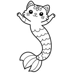 Dibujo Gato Sirena (Personajes) #212814 para imprimir y colorear
