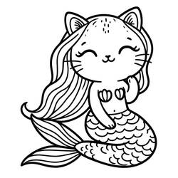 Dibujo Gato Sirena (Personajes) #212815 para imprimir y colorear