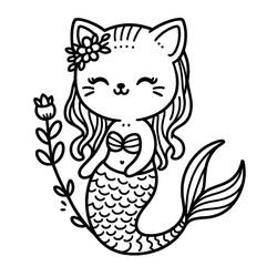 Dibujo Gato Sirena (Personajes) #212818 para imprimir y colorear