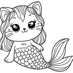 Dibujo Gato Sirena (Personajes) #212819 para imprimir y colorear