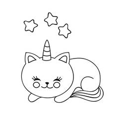 Dibujo Gato Unicornio (Personajes) #199299 para imprimir y colorear