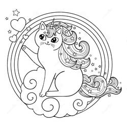 Dibujo Gato Unicornio (Personajes) #199320 para imprimir y colorear