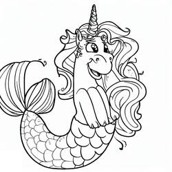 Dibujo para colorear: Unicornio Sirena (Personajes) #186428 - Dibujos para Colorear e Imprimir Gratis
