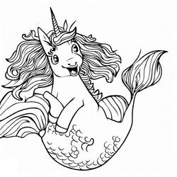 Dibujo para colorear: Unicornio Sirena (Personajes) #186429 - Dibujos para Colorear e Imprimir Gratis