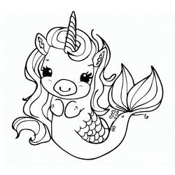 Dibujo para colorear: Unicornio Sirena (Personajes) #186432 - Dibujos para Colorear e Imprimir Gratis