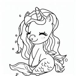 Dibujo para colorear: Unicornio Sirena (Personajes) #186433 - Dibujos para Colorear e Imprimir Gratis