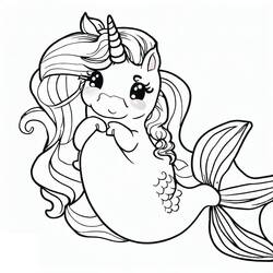 Dibujo para colorear: Unicornio Sirena (Personajes) #186434 - Dibujos para Colorear e Imprimir Gratis