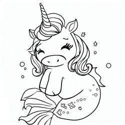 Dibujo para colorear: Unicornio Sirena (Personajes) #186435 - Dibujos para Colorear e Imprimir Gratis