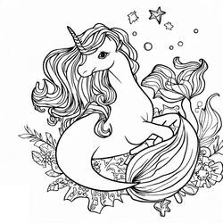 Dibujo para colorear: Unicornio Sirena (Personajes) #186436 - Dibujos para Colorear e Imprimir Gratis