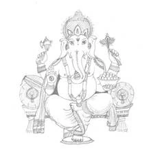 Dibujo para colorear: Mitología Hindú: Ganesh (Religión y Mitología) #97030 - Dibujos para Colorear e Imprimir Gratis