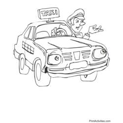 Dibujo para colorear: Taxi (Transporte) #137219 - Dibujos para colorear